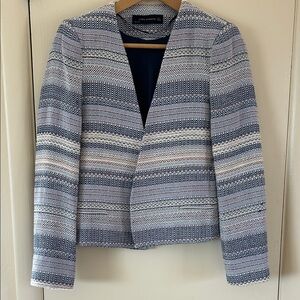Zara Red, Blue and White Woven Striped Blazer